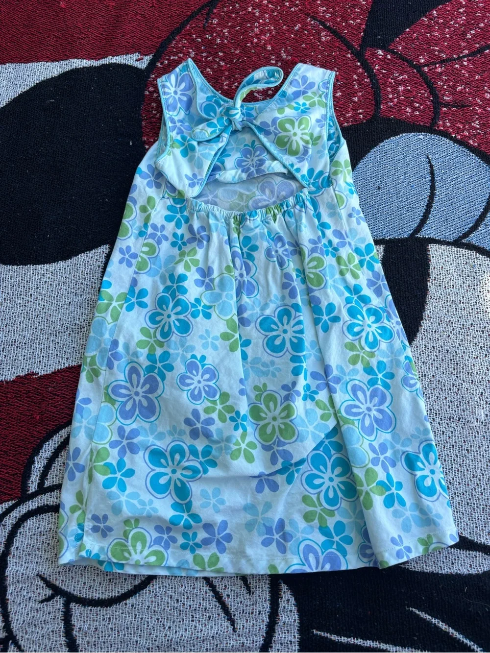VINTAGE Y2K OLD NAVY BLUE GREEN PURPLE FLORAL PRINT TIE BACK DRESS SIZE 4T
